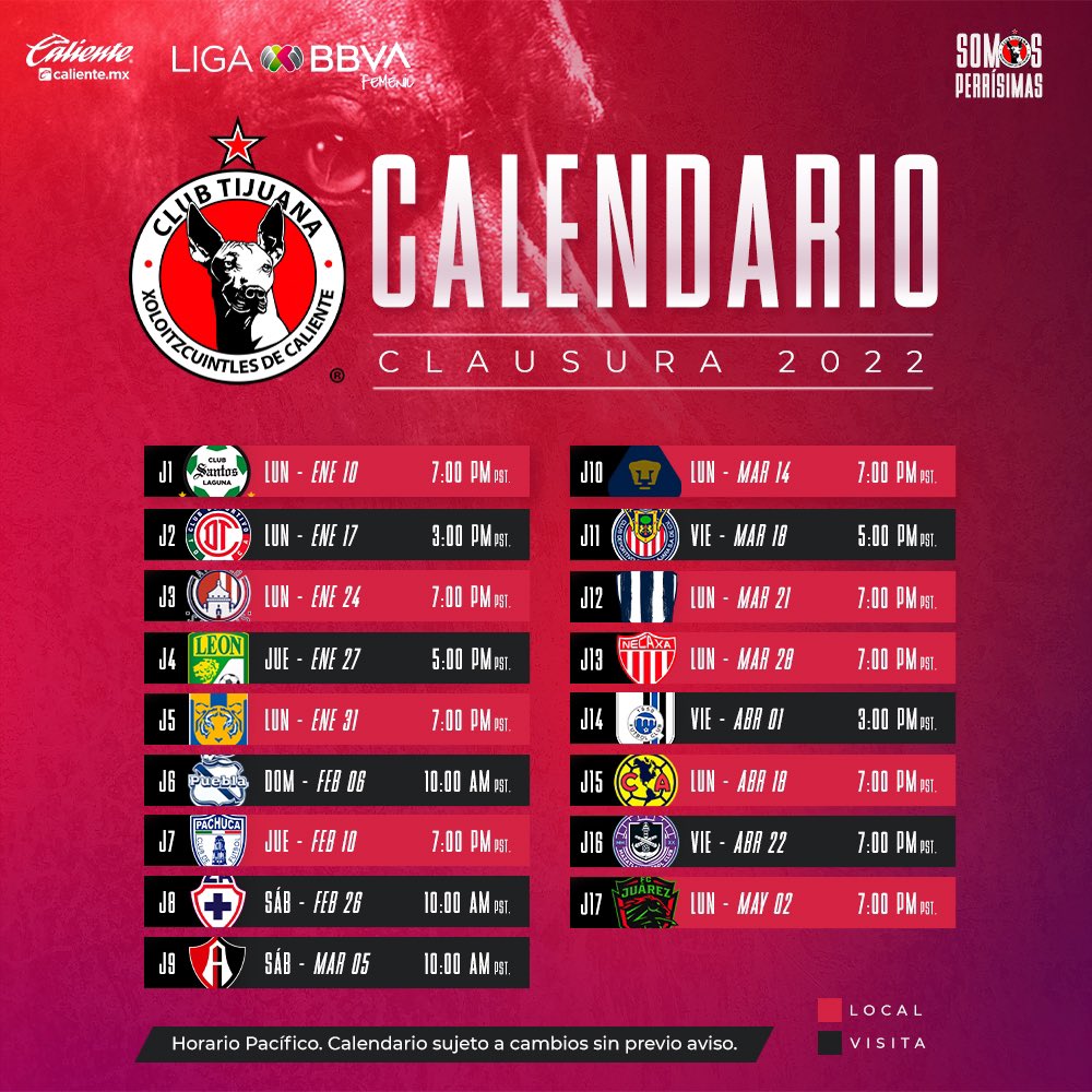 Xolos femenil anuncia su calendario para el Clausura 2022 VPro Sports